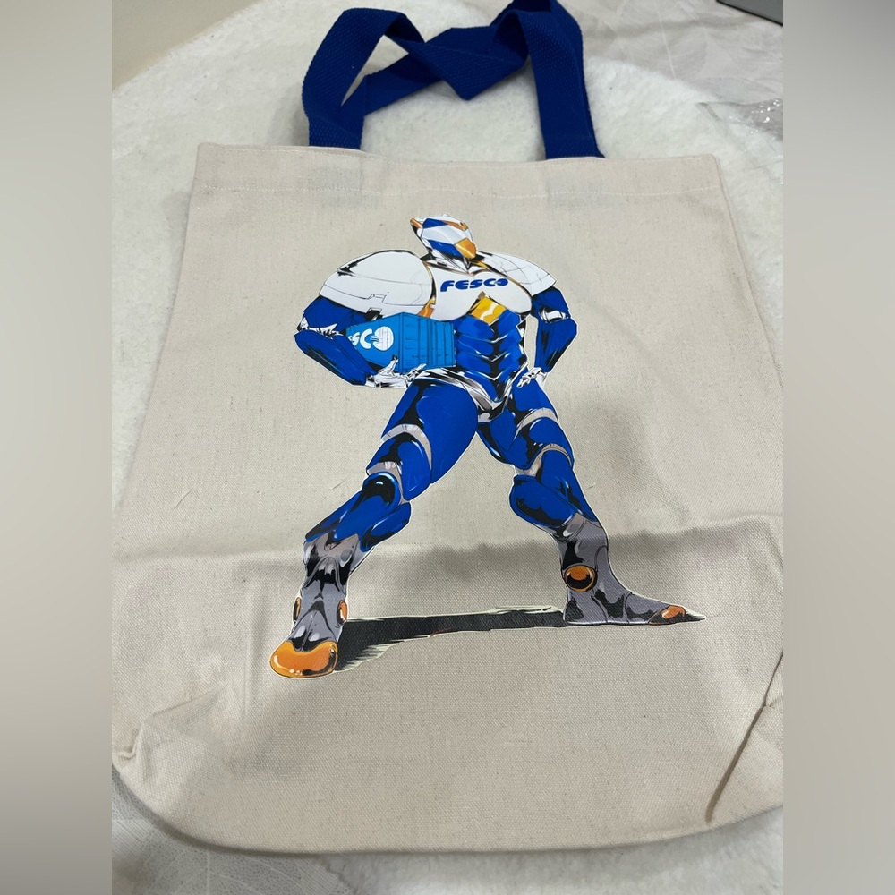 🛍️ 4 for $20 🛍️ Canvas Tote Bag with Blue and Orange Design